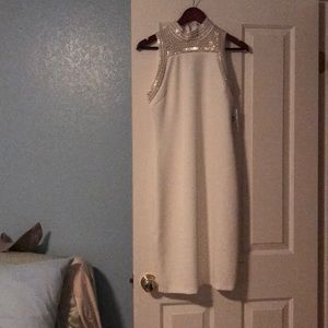 Bison bisou white and gold dress